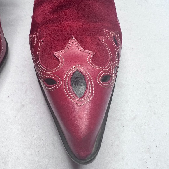 Antonio Melani Red Suede Leather Western Ankle Boots Women's 9 M Kitten Heel - Picture 5 of 15